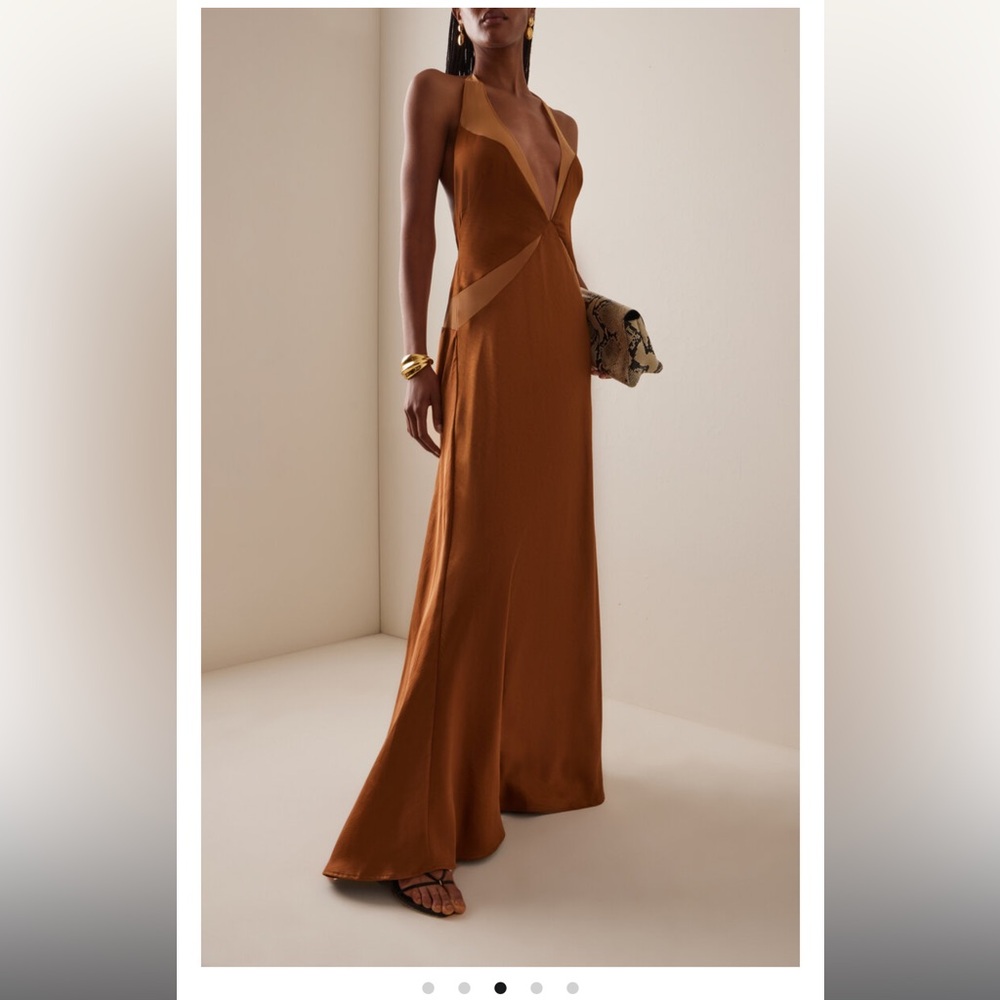 Arcina Ori Devora Satin Maxi Halter Dress